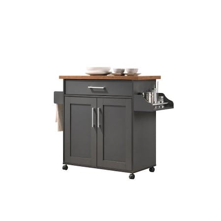 Made-To-Order 35.2 x 15.5 x 35.5-44.9 in. Kitchen Island with Spice Rack Plus Towel Holder, Grey & Oak MA2584709